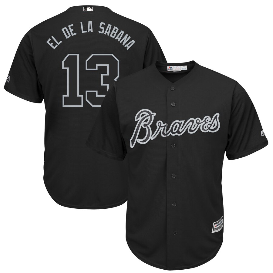 Men Atlanta Braves #13 El De La Sabana black MLB Jerseys